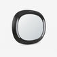 LED rearview car mirror, black oval frame with side edge cutout