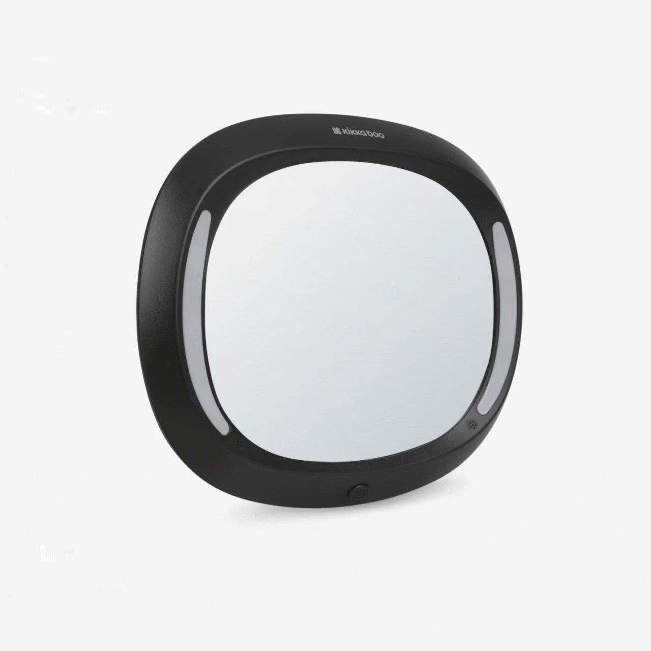 LED rearview car mirror, black oval frame with side edge cutout