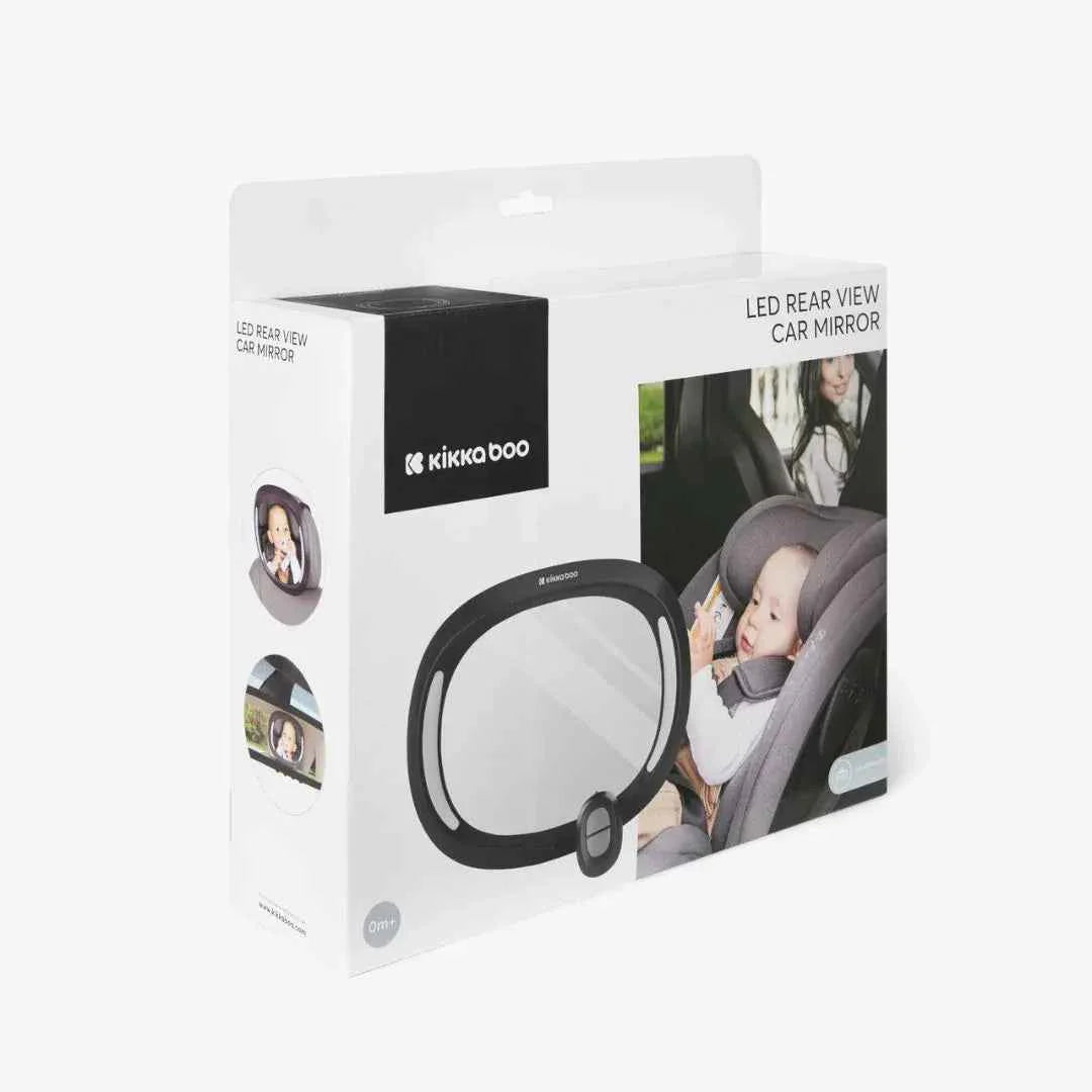 LED rearview car mirror retail box with product photos