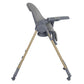 Dark grey high chair side view with wide backrest and height-adjust frame