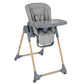 Dark grey high chair with padded seat and adjustable harness straps