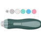 Electric baby nail file, teal-green handle with sanding discs and circular pad