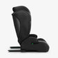 Black i-SIZE car seat shown from the side with padded headrest and recline base