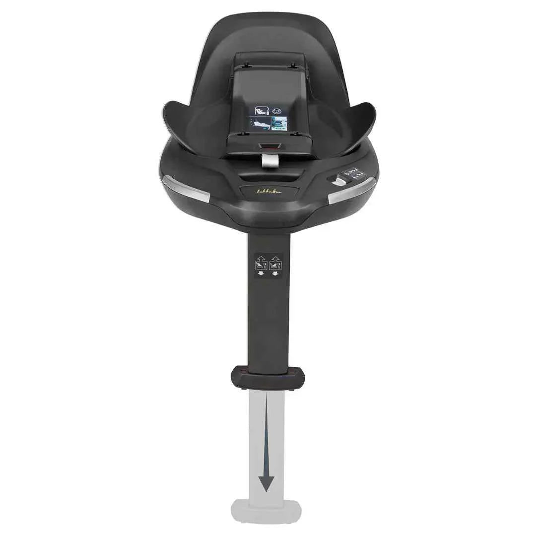 Rotatable ISOFIX base with height support leg and indicator controls