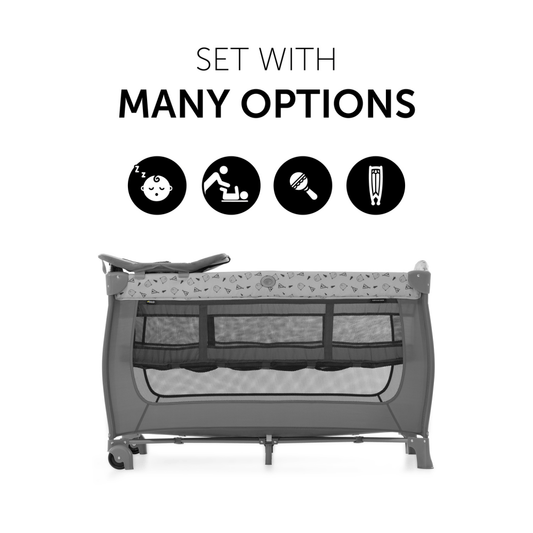 Hauck Sleep N Play Center Travel Cot Nordic Grey | Mamas & Papas, Babies, Nursing, Travel Cot