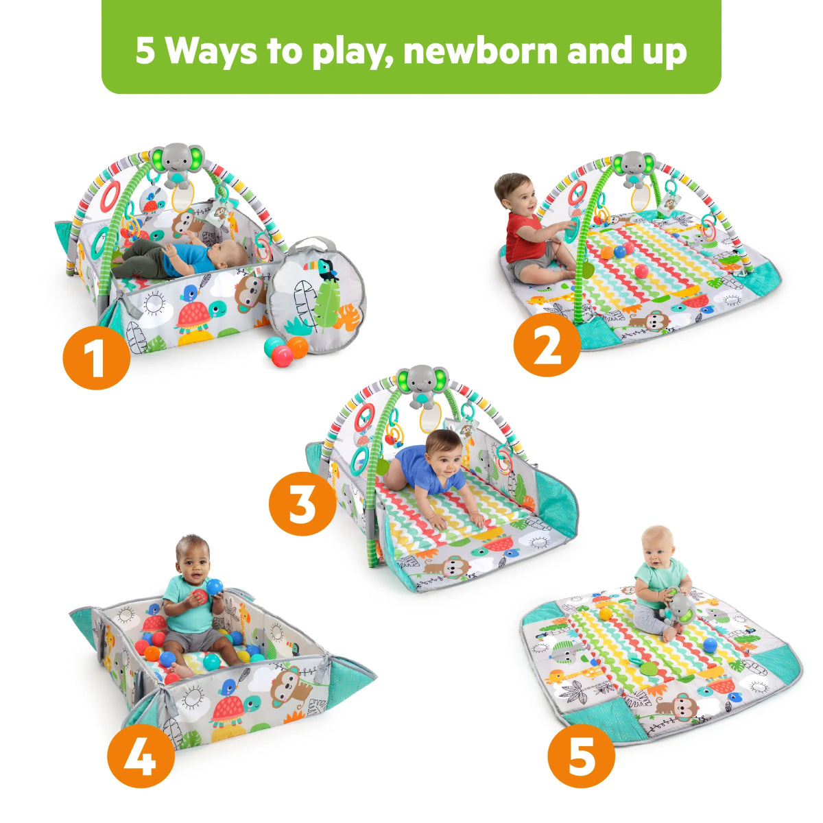 5 - in - 1 Your Way Ball Play Baby Activity Gym & Ball Pit, Totally Tropical | Activity Toy | Bright Starts for Mamas & Papas LB - 6hr