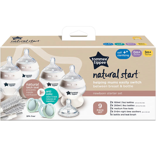 Tommee Tippee Self-Sterilising Anti-Colic Baby Bottles Newborn Starter Set 9 Piece
