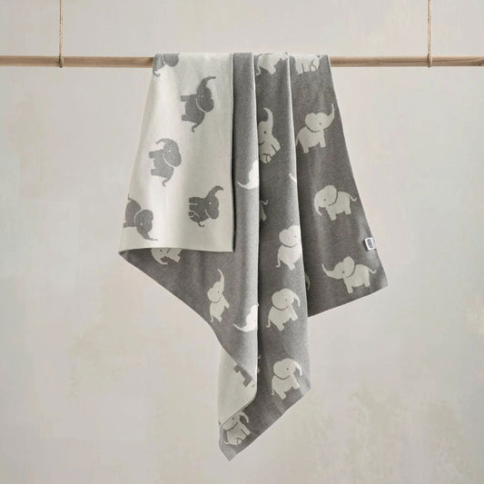 Mamas & Papas Welcome To The World Knitted Elephant Blanket - Grey | Mamas & Papas, Babies, Nursing, Blanket