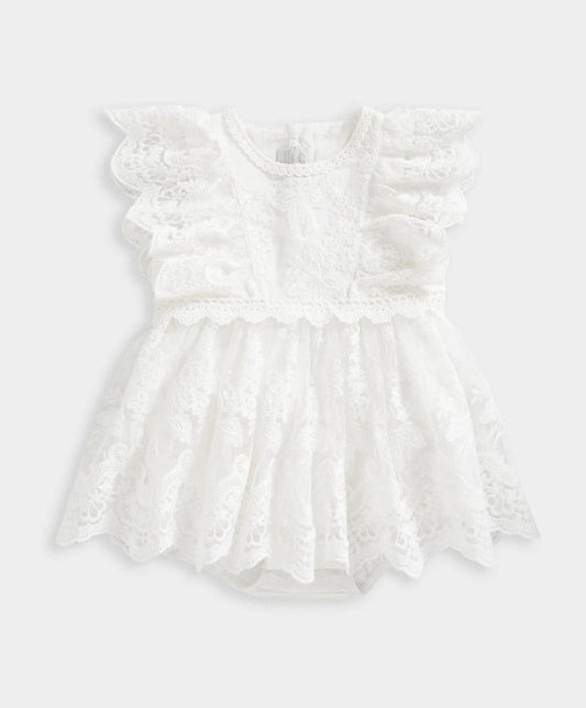 Mamas & Papas White Lace Frill Romper | Mamas & Papas, Babies, Nursing, Romper