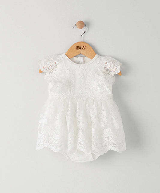 Mamas & Papas White Lace Frill Romper | Mamas & Papas, Babies, Nursing, Romper