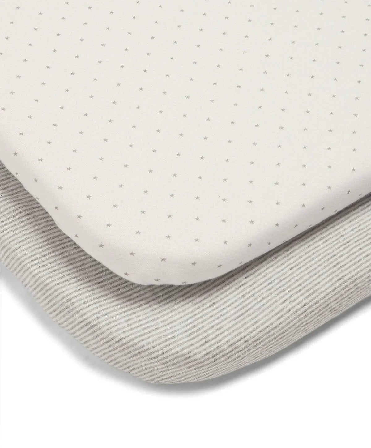 2 Pack Lua Bedside Crib Sheets - Grey Star/Stripe