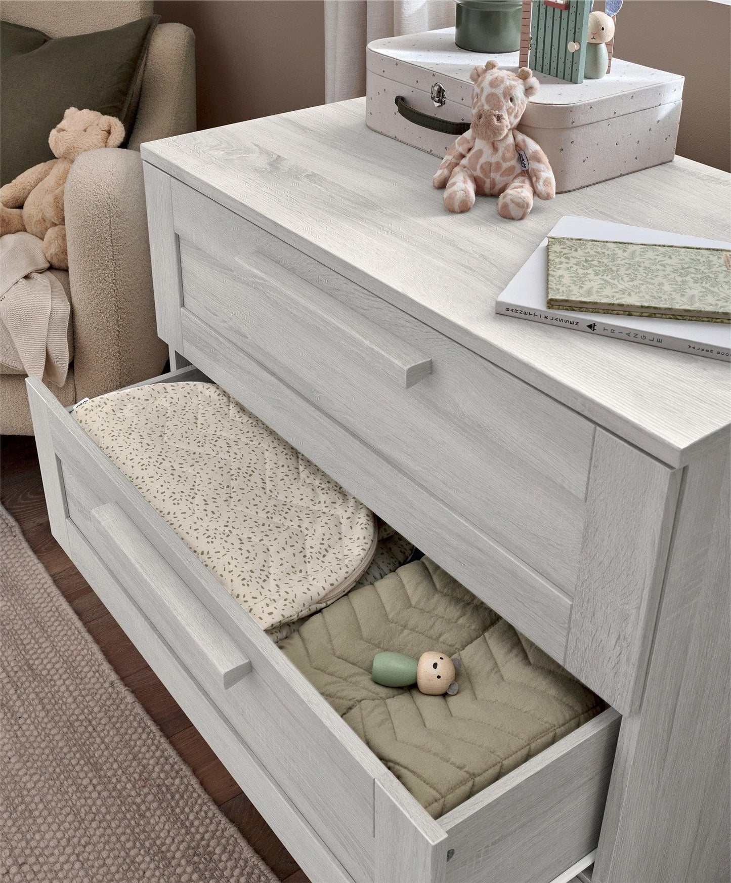 Atlas 3 Drawer Dresser & Changing Unit - Nimbus White