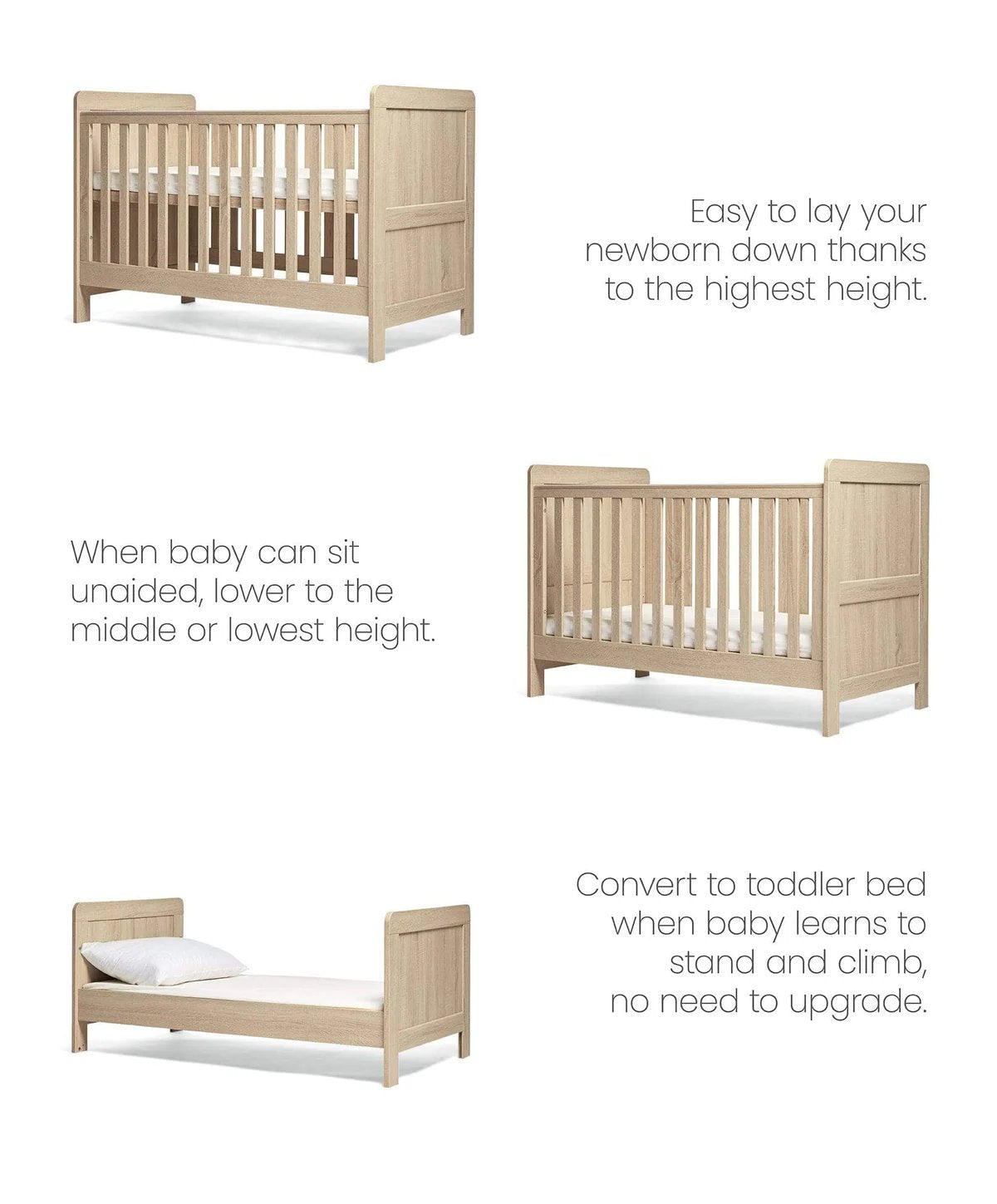 Mamas & Papas Atlas Cotbed - Light Oak | Mamas & Papas, Babies, Nursing, Cot