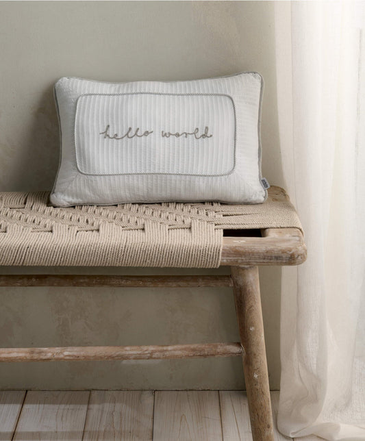 Mamas & Papas Welcome To The World Cushion - White/Grey | Mamas & Papas, Babies, Nursing, Nursery Decor