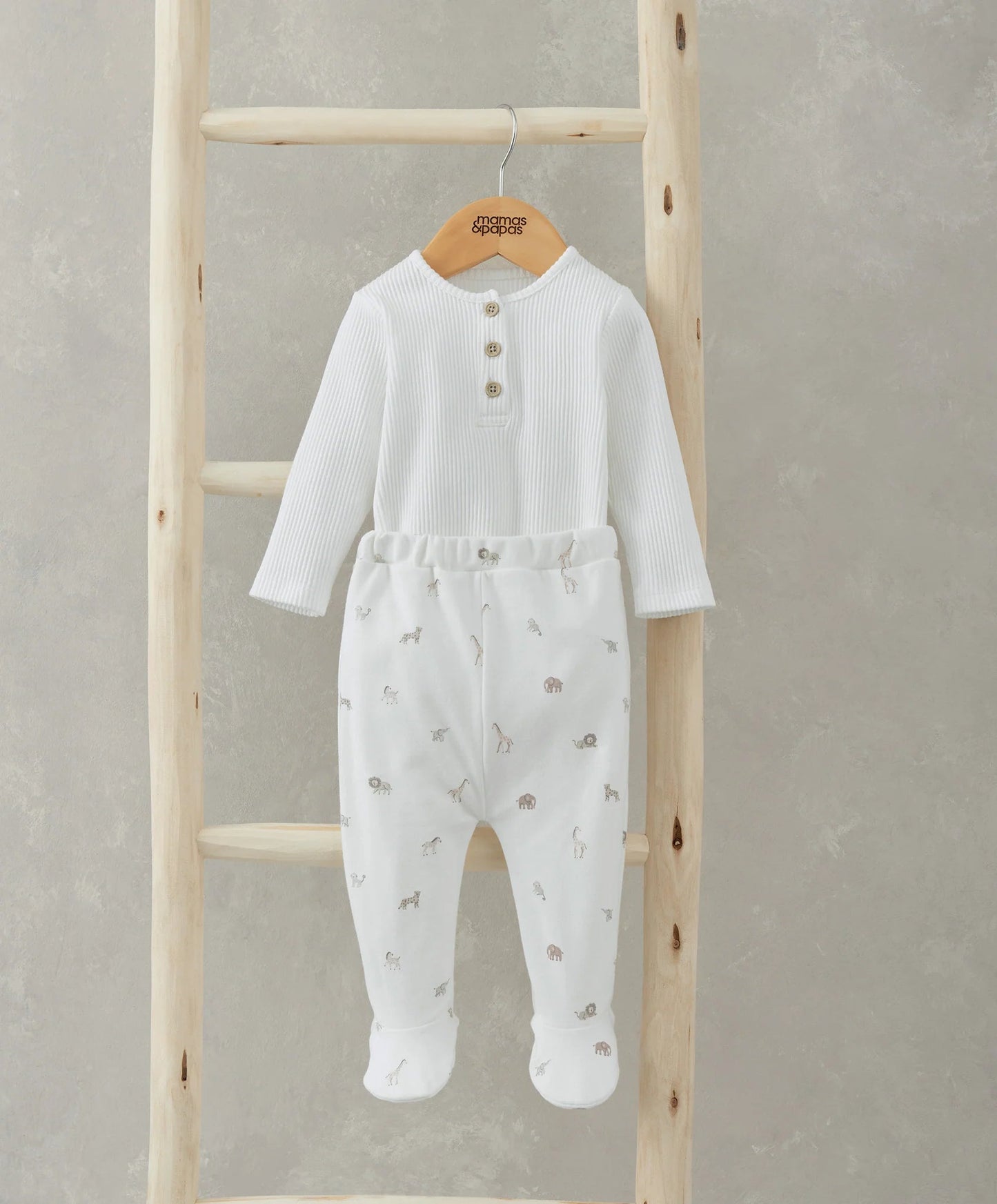 Mamas & Papas Ribbed Bodysuit & Safari Print Pants - 2 Piece Set | Mamas & Papas, Babies, Nursing, Set