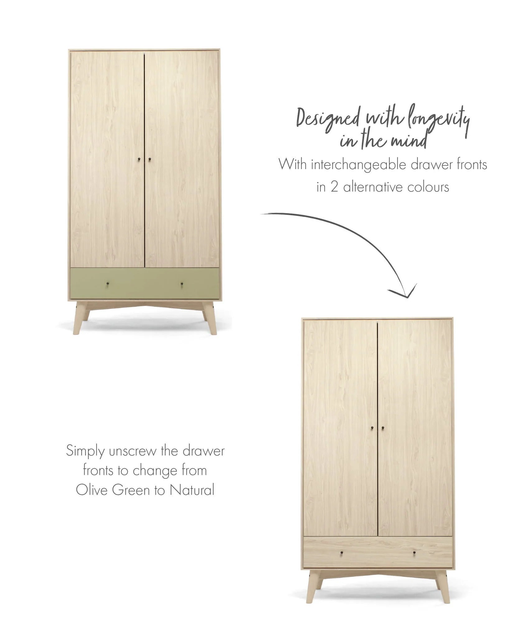 Mamas & Papas Coxley Wardrobe - Natural/ Olive Green | Mamas & Papas, Babies, Nursing, 