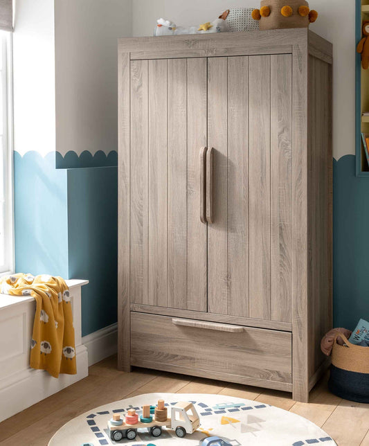 Mamas & Papas Franklin 2 Door Nursery Wardrobe with Drawer - Grey Wash | Mamas & Papas, Babies, Nursing, Nursery Furniture