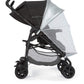 Baby stroller sunshade with insect net, dark frame, light canopy with mesh panel