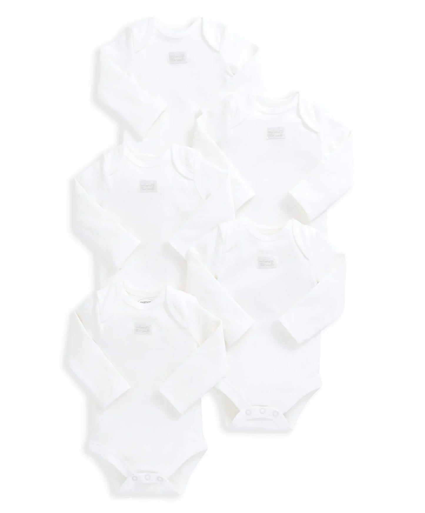 Organic Longsleeved Bodysuits (5 Pack) - White