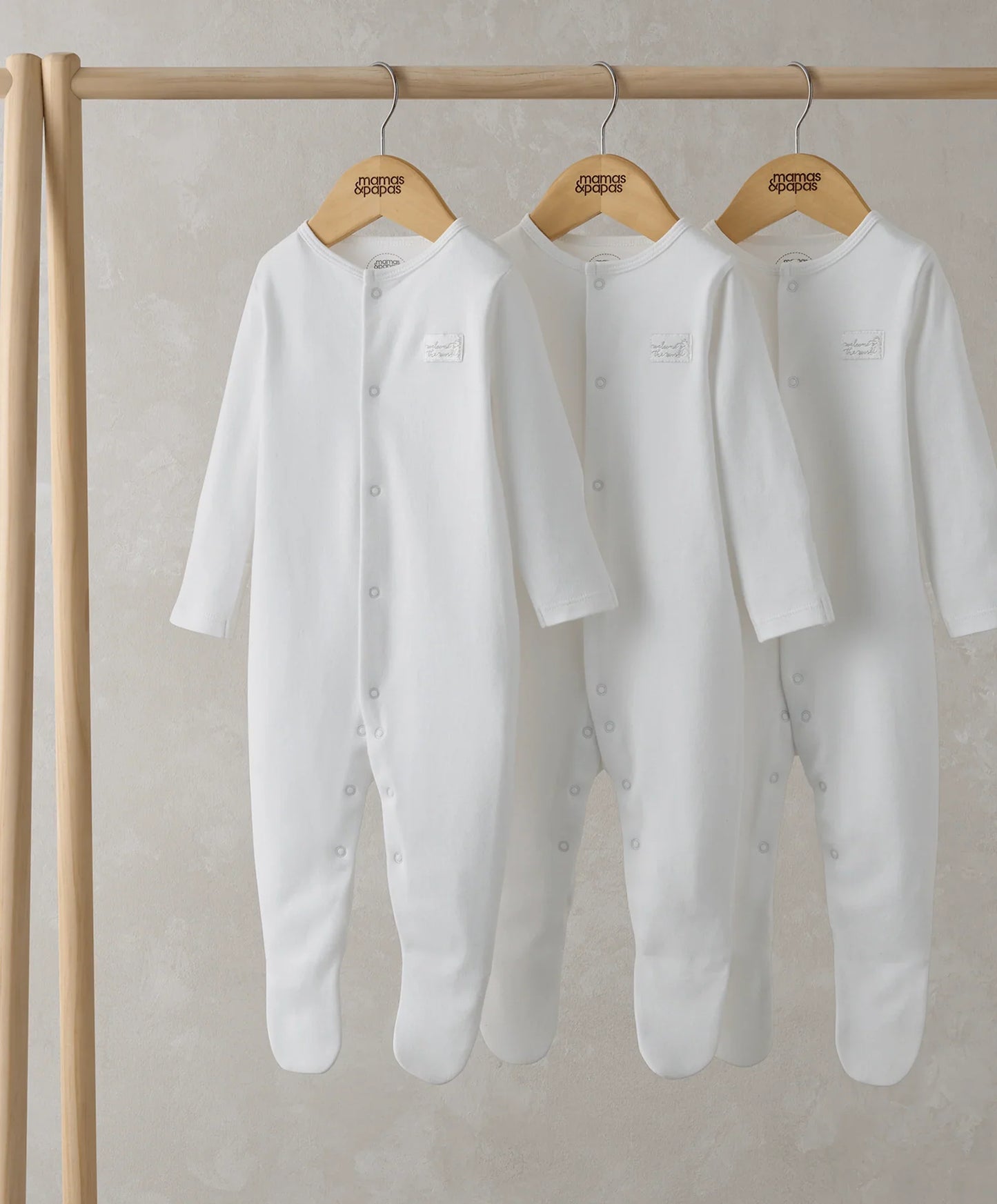 Mamas & Papas Organic Sleepsuits (3 Pack) - White Sleepsuit