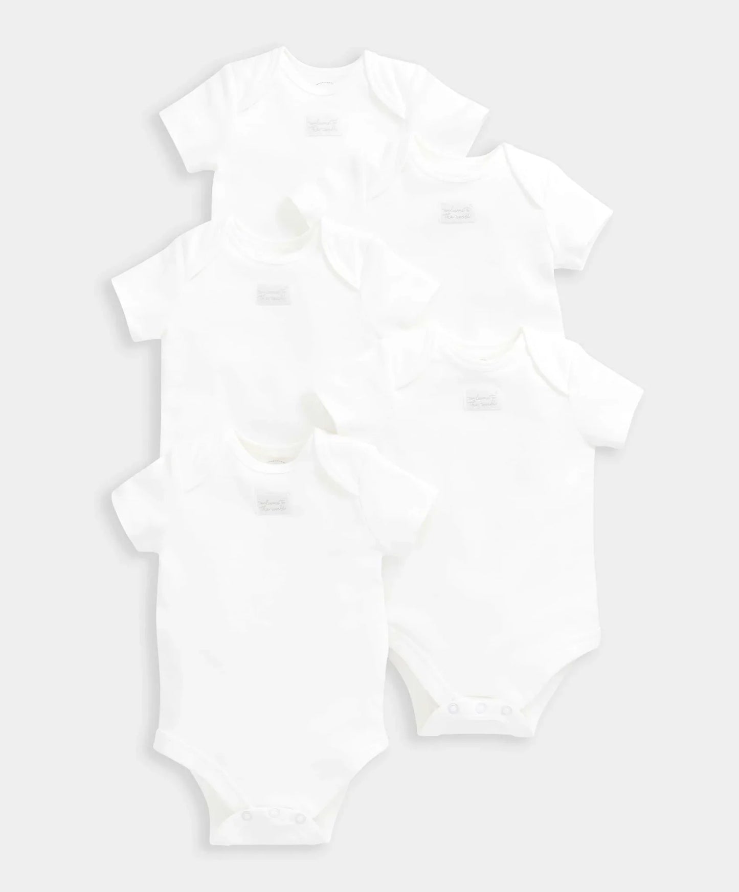Organic Shortsleeved Bodysuits (5 Pack) - White