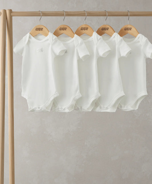Mamas & Papas Organic Shortsleeved Bodysuits (5 Pack) - White Sleepsuit