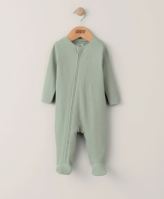 Mamas & Papas Organic All In One Sleepsuit - Sage Green | Mamas & Papas, Babies, Nursing, Sleepsuit