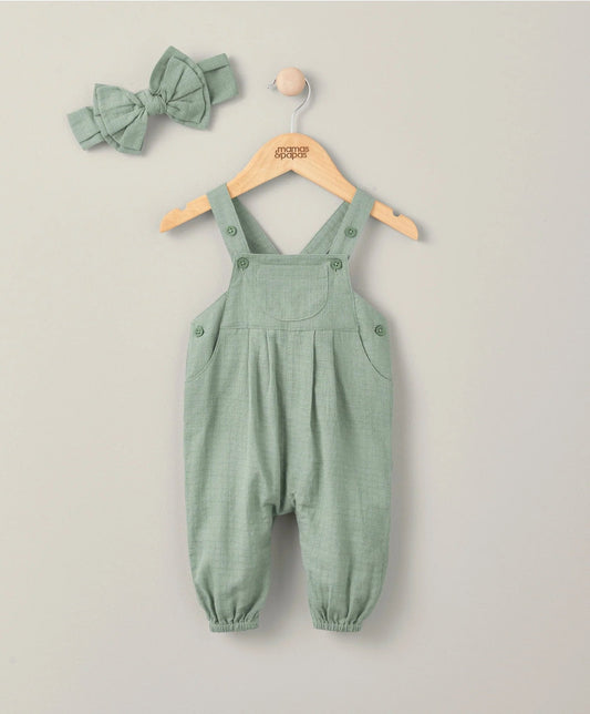 Mamas & Papas Woven Dungarees & Headband - Green | Mamas & Papas, Babies, Nursing, Dungaree