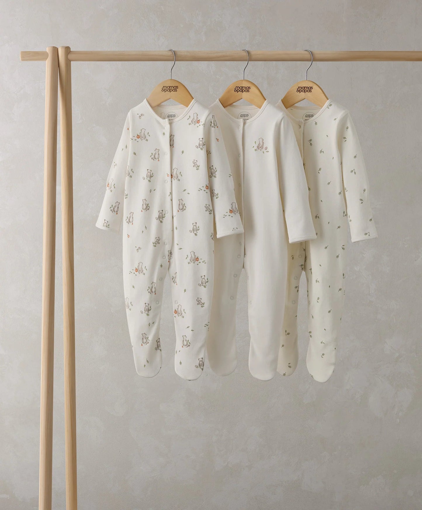 Mamas & Papas Bear Sleepsuits (Set of 3) - Sand | Mamas & Papas, Babies, Nursing, Sleepsuit
