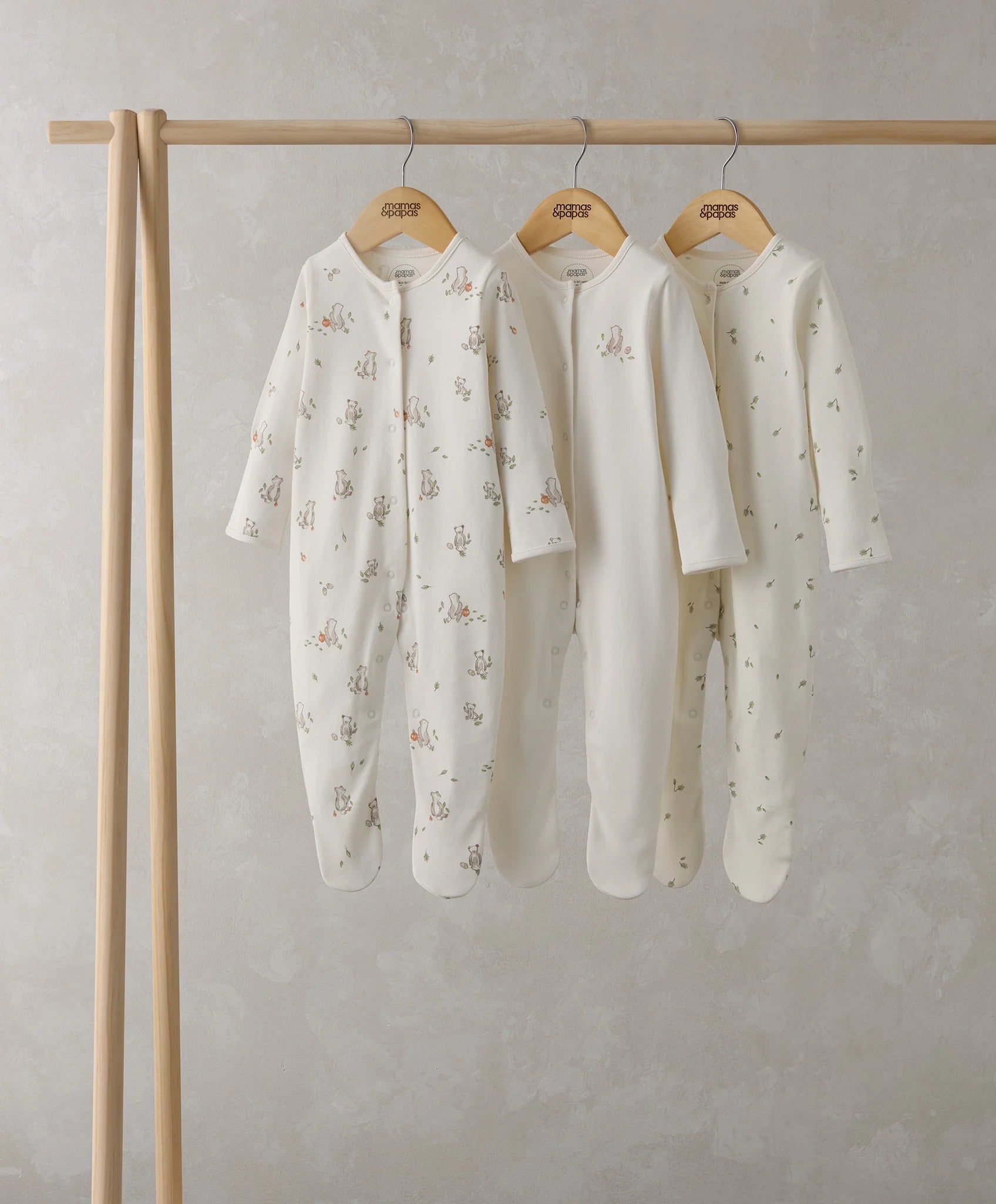 Mamas & Papas Bear Sleepsuits (Set of 3) - Sand | Mamas & Papas, Babies, Nursing, Sleepsuit