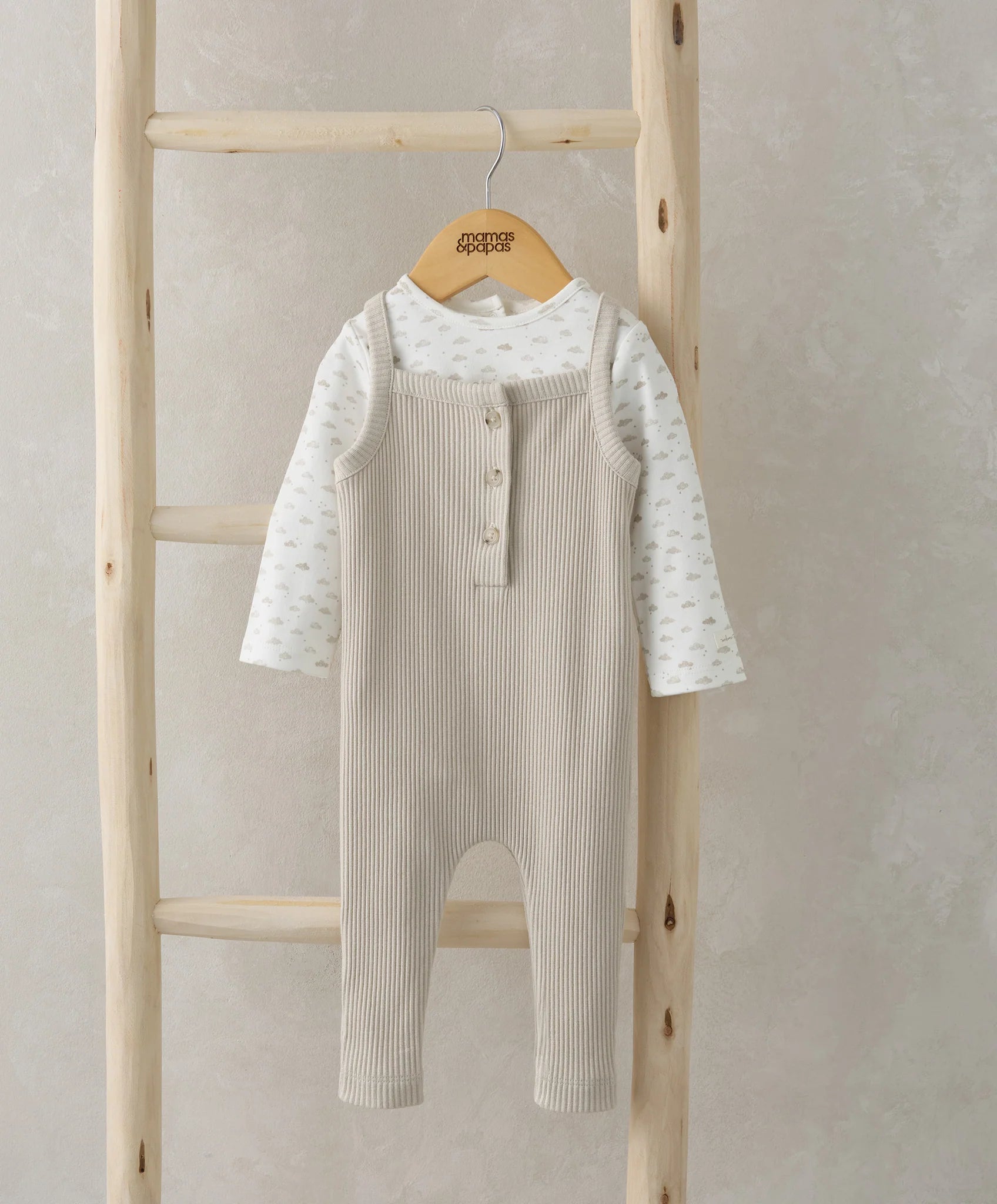 Mamas & Papas Ribbed Dungarees & Bodysuit Outfit Set - Oatmeal | Mamas & Papas, Babies, Nursing, Set