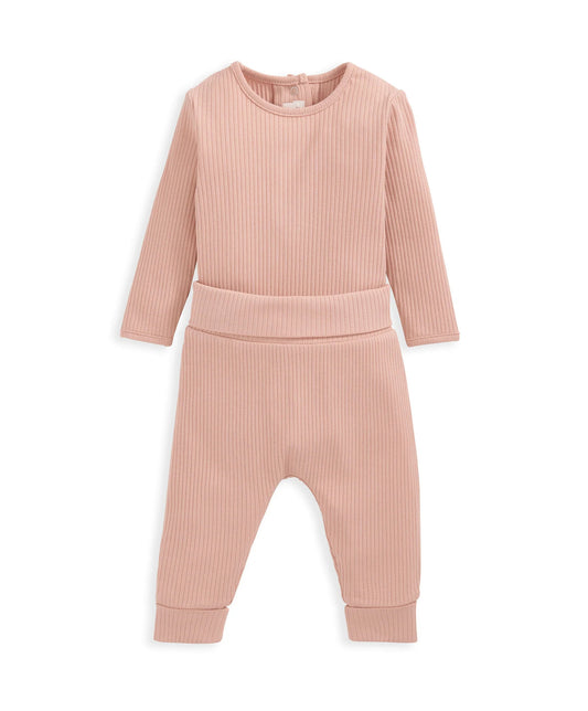 Mamas & Papas Organic Ribbed Bodysuit & Bottoms - Pink | Mamas & Papas, Babies, Nursing, Set