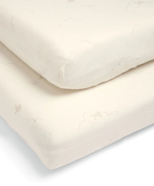 Lot de 2 draps-housses pour lit bébé Welcome to the World Duckling - Crème