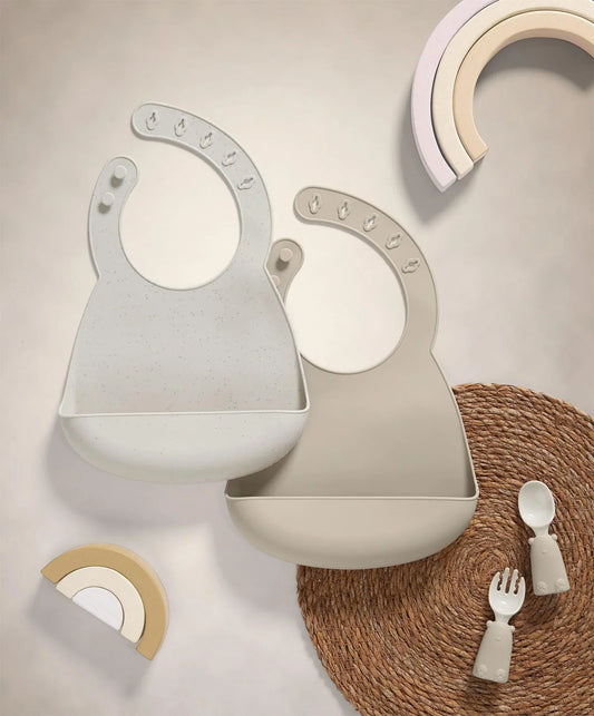 Lot de 2 bavoirs en silicone avec imprimé