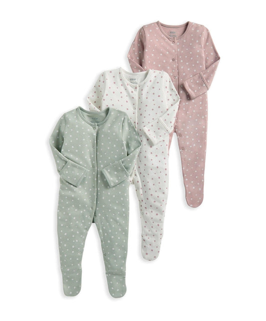 Mamas & Papas Spotty Sleepsuits Pack of 3 | Mamas & Papas, Babies, Nursing, Bodysuit