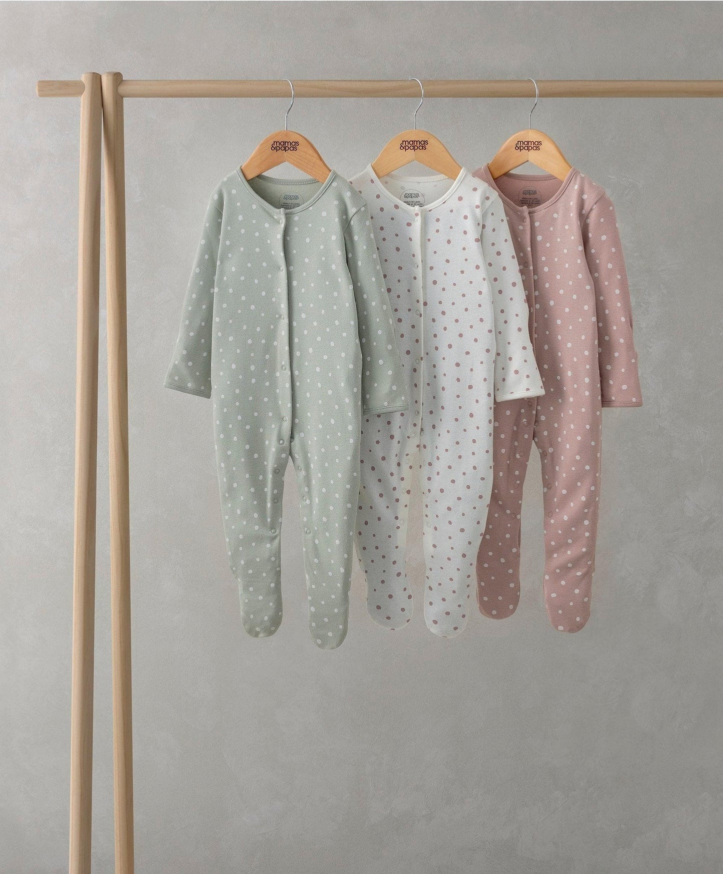 Mamas & Papas Spotty Sleepsuits Pack of 3 | Mamas & Papas, Babies, Nursing, Bodysuit
