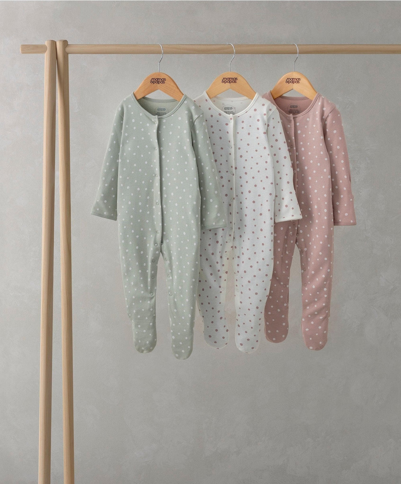 Mamas & Papas Spotty Sleepsuits Pack of 3 | Mamas & Papas, Babies, Nursing, Bodysuit