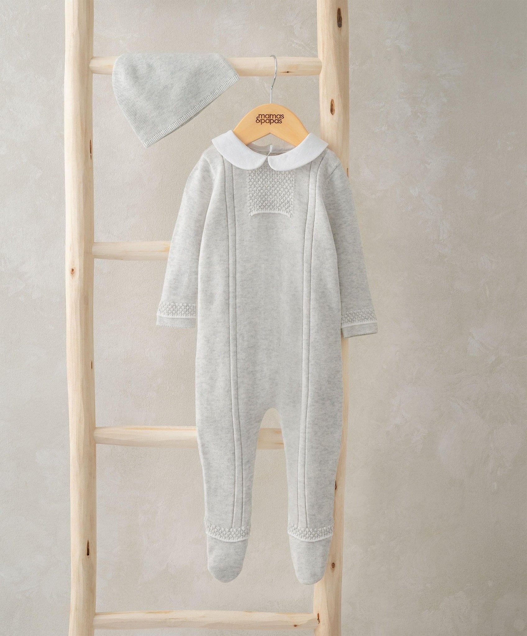 Mamas & Papas Knitted All In One & Hat White | Mamas & Papas, Babies, Nursing, Sleepsuit