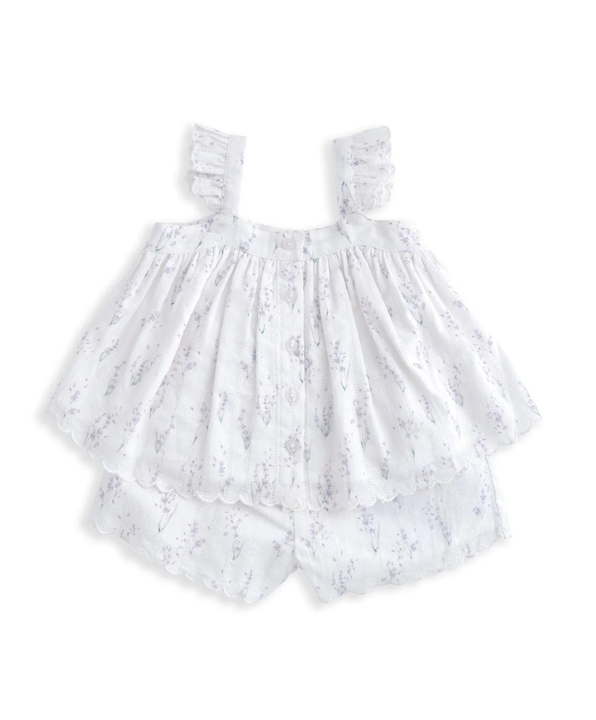 Mamas & Papas Frill Sleeve Top & Shorts Set (2 Pieces) - Lavender Print | Mamas & Papas, Babies, Nursing, Set