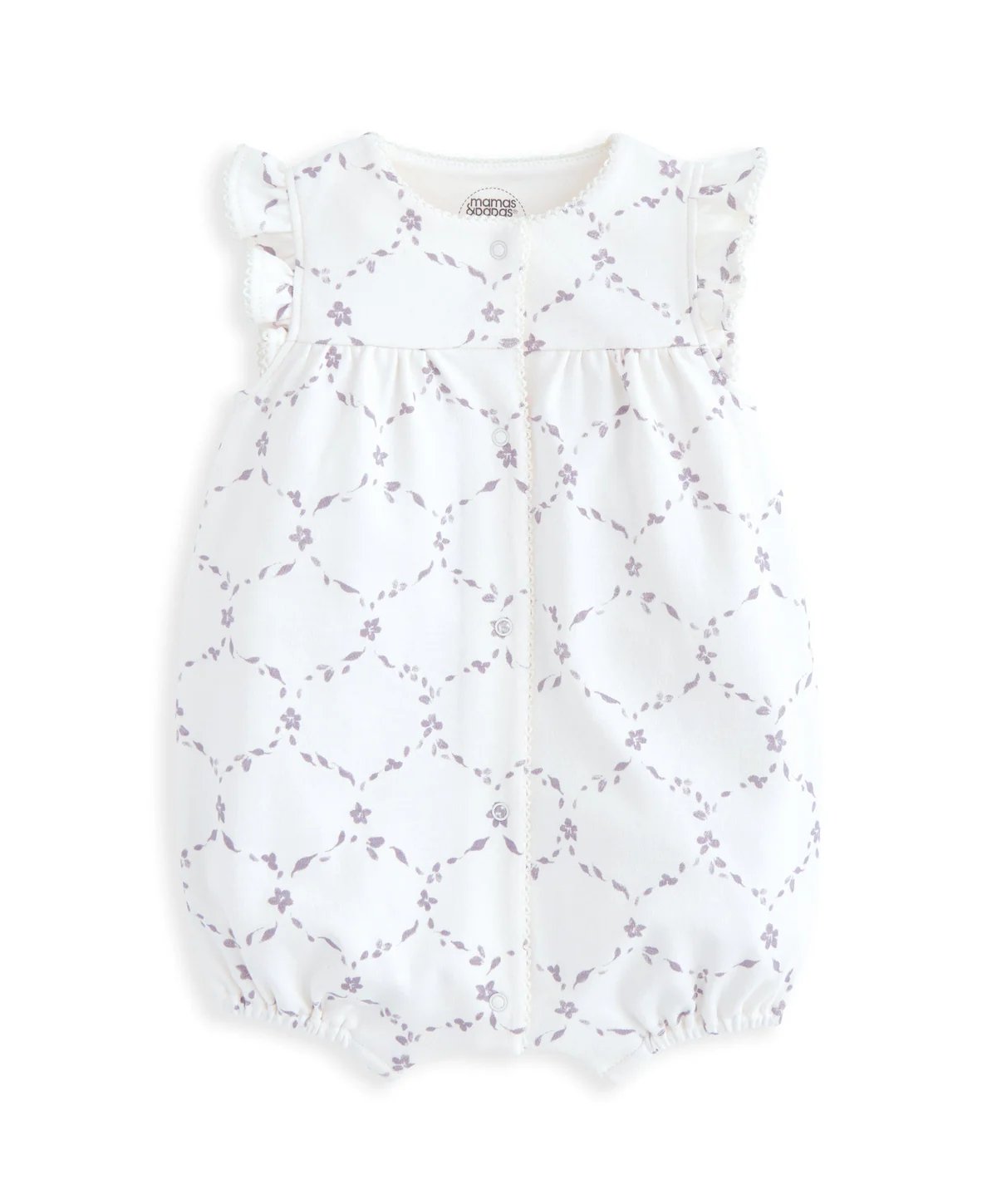 Mamas & Papas Frill Short Sleeve Romper - Trellis Print | Mamas & Papas, Babies, Nursing, Romper