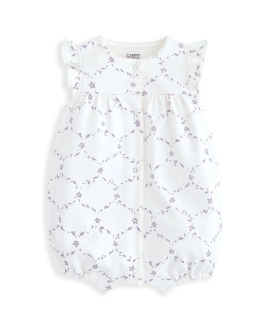 Mamas & Papas Frill Short Sleeve Romper - Trellis Print | Mamas & Papas, Babies, Nursing, Romper