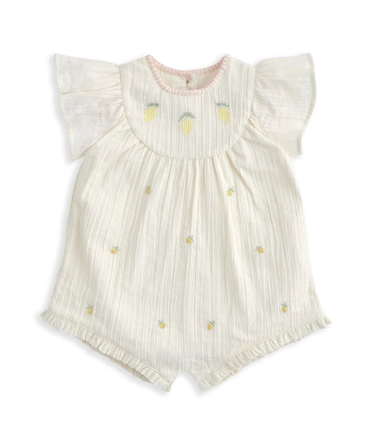 Mamas & Papas Lemon Embroidered Romper - Yellow | Mamas & Papas, Babies, Nursing, Romper