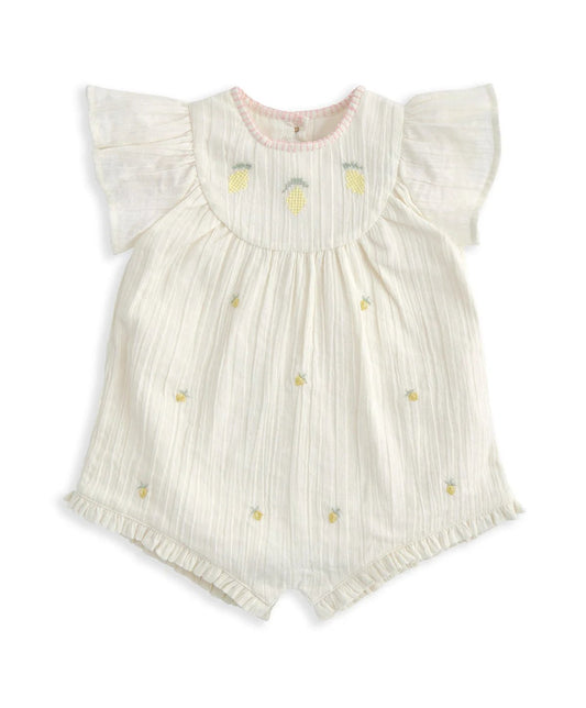 Mamas & Papas Lemon Embroidered Romper - Yellow | Mamas & Papas, Babies, Nursing, Romper