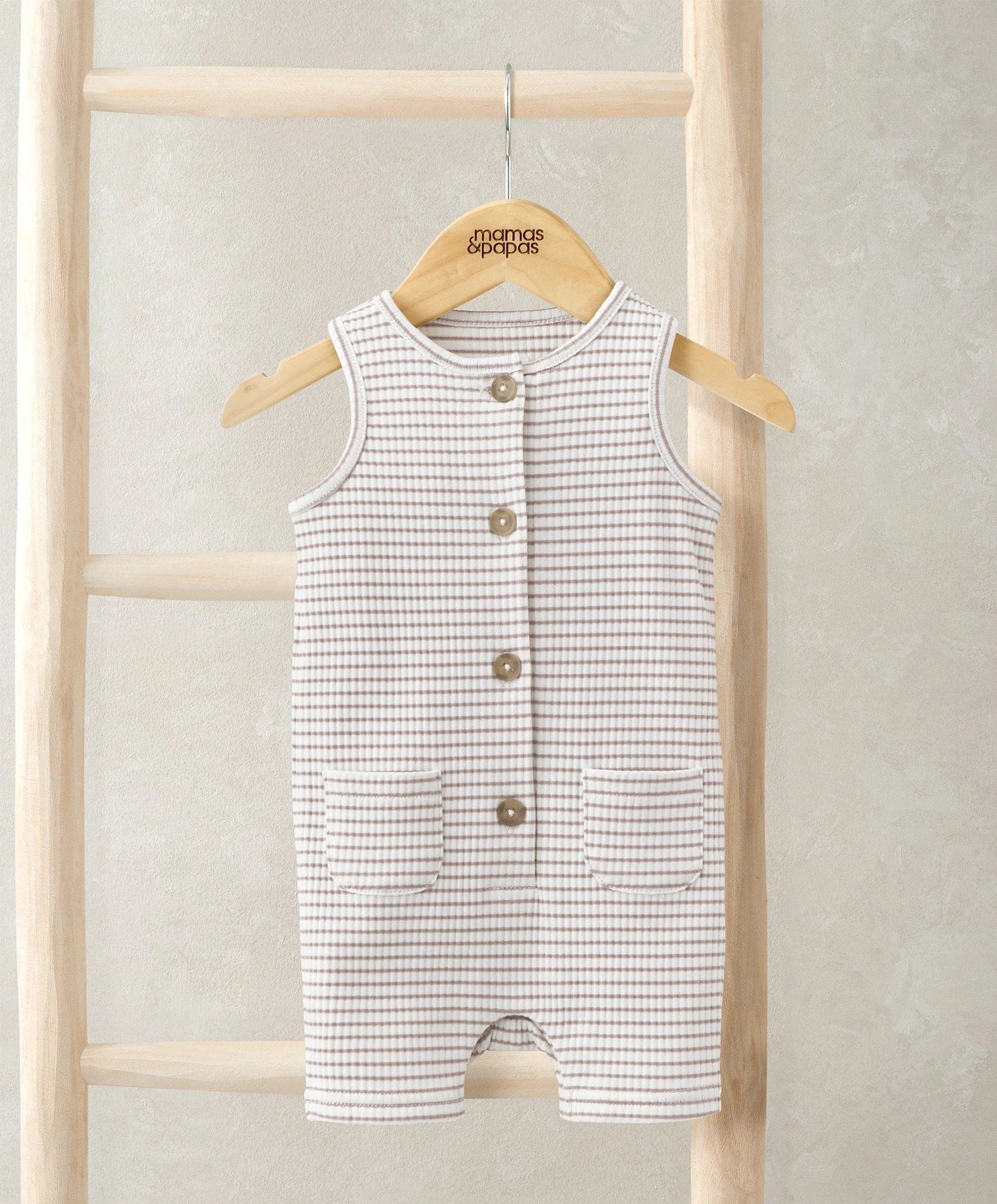 Mamas & Papas Striped Sleeveless Romper - Sand | Mamas & Papas, Babies, Nursing, Romper