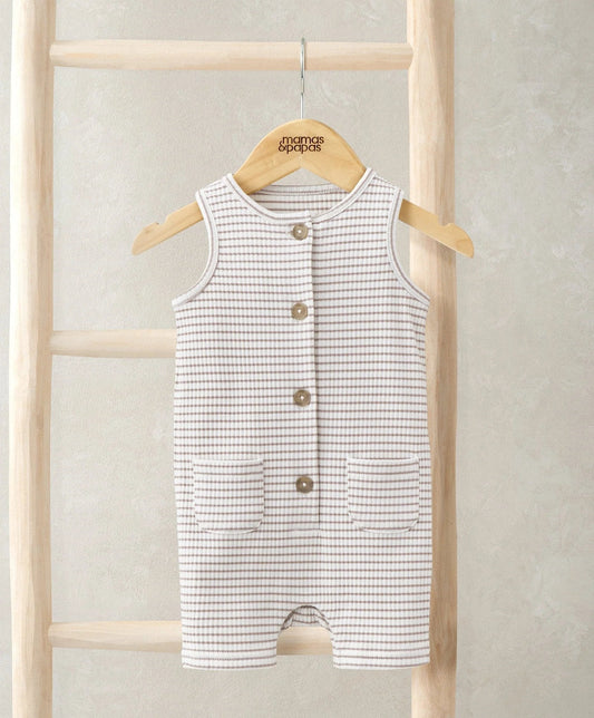 Mamas & Papas Striped Sleeveless Romper - Sand | Mamas & Papas, Babies, Nursing, Romper