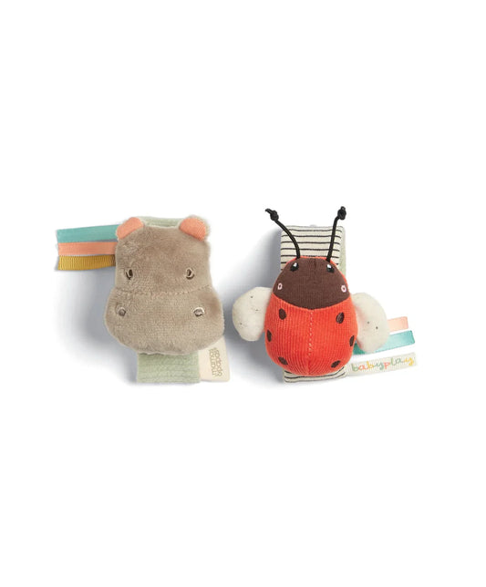 Hochets de poignet - Hippopotame/Coccinelle, lot de 2