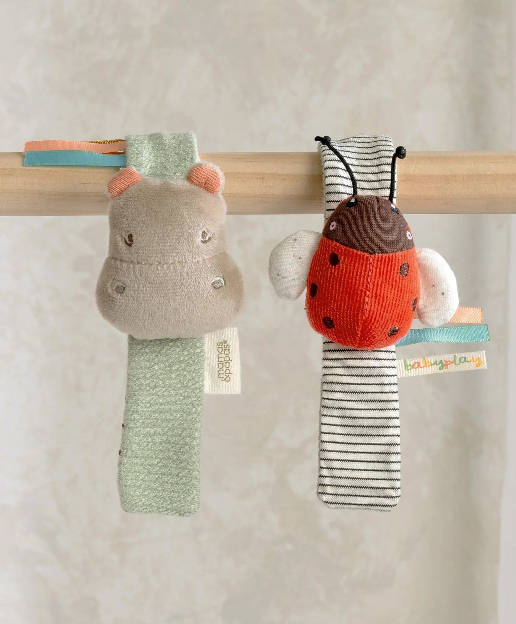 Mamas & Papas Wrist Rattles - Hippo/Ladybird Pack of 2 Rattle USA, Lebanon Babies