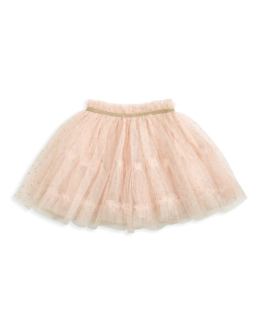 Sparkle Mesh Tutu Skirt with Metallic Waistband - Pink