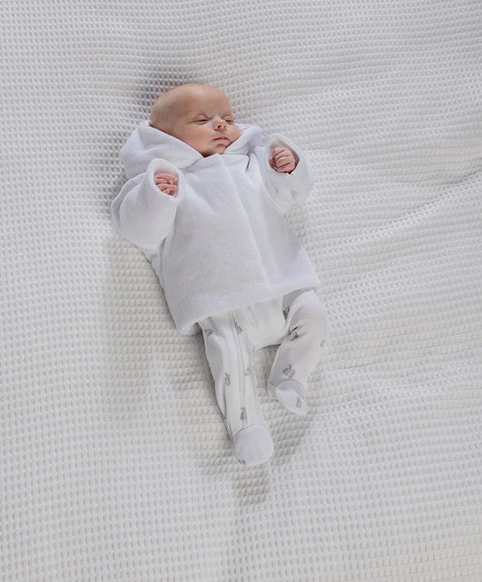 Velour Hooded Jacket - White
