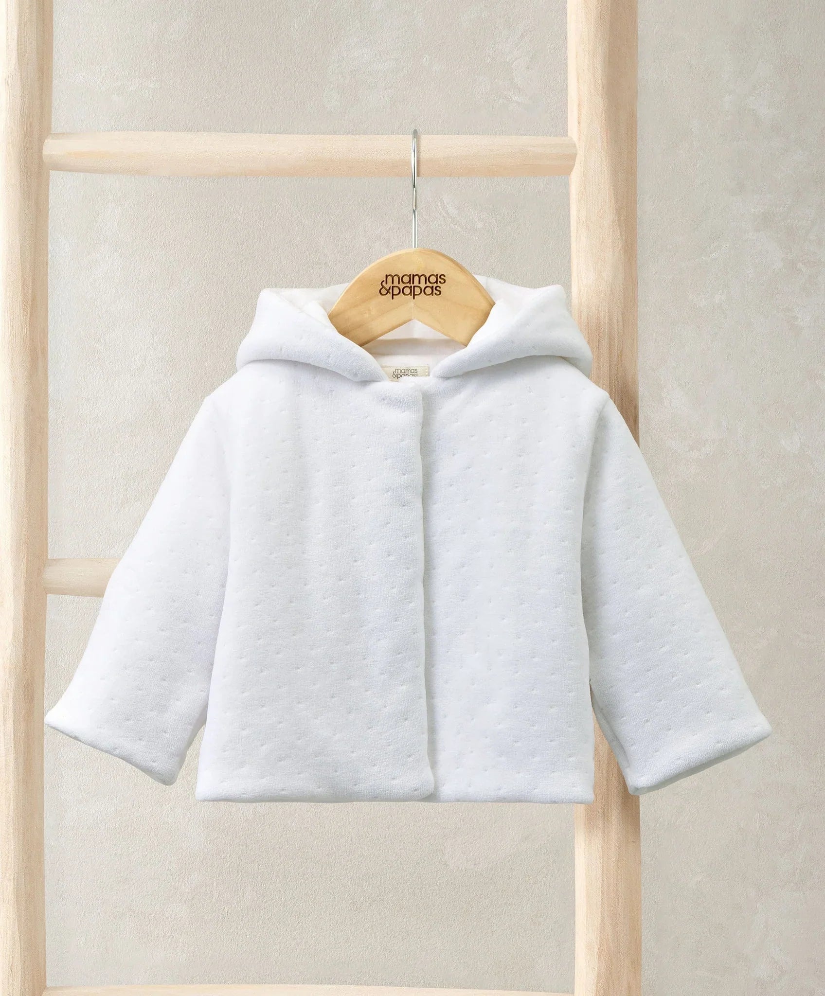 Mamas & Papas Velour Hooded Jacket - White Jacket